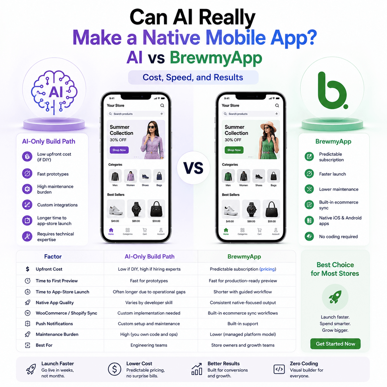 Can AI Really Make a Native Mobile App? AI vs BrewmyApp (Cost, Speed, and Results)